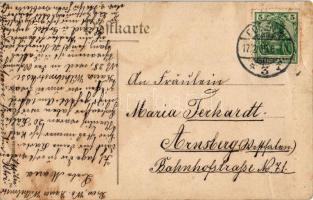 1909 Jarocin, Jarotschin; Partie mit der kath. Kirche / church, market, J. Oschinsky Hotel and retsa...