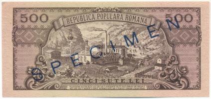 Románia 1949. 500L minta bankjegy kék "SPECIMEN" felülbélyegzéssel, "C/1 000000"...