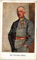 1917 Dr. v. Eccher, Oberst / WWI Austro-Hungarian K.u.K. military art postcard + "K.u.K. Infanterieregiment Freiherr von Bolfras Nr. 84" "K.U.K. FELDPOSTAMT 297" (szakadás / tear)