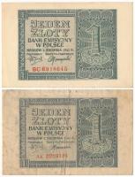 Lengyelország 1941. 1Zl (2x) T:VF,F Poland 1940. 1941. 1 Złoty (2x) C:VF,F Krause P#99