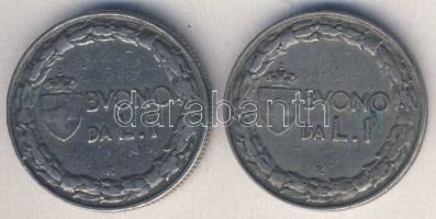 Olaszország 1922. 1L (2x) III. Viktor Emanuel T:3