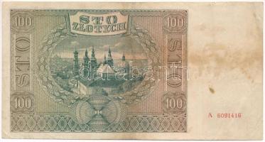 Lengyelország / Német megszállás 1941. 100Zl T:F folt Poland / German occupation 1941. 100 Zlotych C...