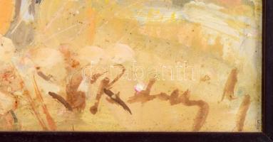 Cs. Pataj Mihály (1921-2008): Lovak, Olaj, farost, jelzett. Fakeretben kereten kis sérüléssel , 38x4...