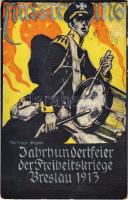 1913 Wroclaw, Breslau; Ausstellung zur Jahrhundertfeier der Freiheitskriege. Amtliche Postkarte Nr. 3. / Exhibition to mark the centenary of the Wars of Liberationm, advertising s: Max Friese