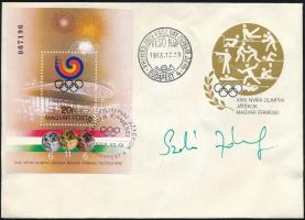 1988 Szabó József úszó olimpiai bajnok autográf aláírása Olimpia FDC-n