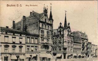 1923 Bytom, Beuthen (Oberschlesien); Ring Nordseite, Kleider Bazar / square, shops of Morawski, S. Perls Jr. (EK)