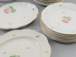 Herendi Tertia 23 darabos étkészlet, 1-1 leveses- és süteményes tál hiánnyal, minimális kopottsággal