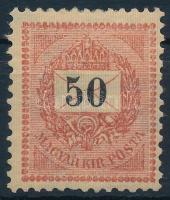 1889 50kr, fogazás 12 :11 3/4 (13.000) (ránc) / Mi 38 elektro, perforation 12 :11 3/4 (crease)