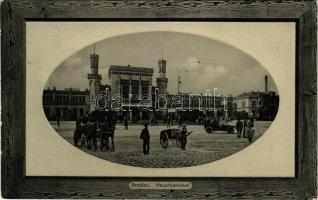 1911 Wroclaw, Breslau; Hauptbahnhof / railway station, automobile