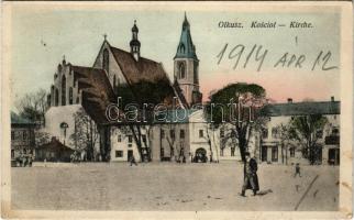 1918 Olkusz, Kosciol / Kirche / church (EK) + "M. kir. V/I. népfölkelő hadtápzászlóalj Gazdasági hivatal"