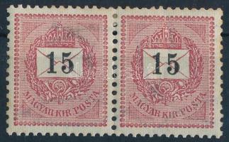 1889 15kr pár, fogazás 12 :11 3/4 (8.000) (rozsda / stain)