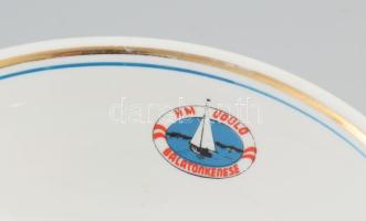 5 db Zsolnay Balatonkenese HM üdülő leveses tányér. Matricás, jelzett ,kopásokkal d: 18 cm