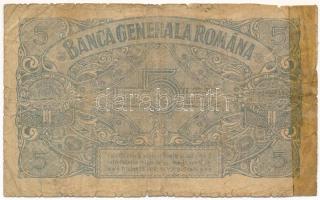 Románia / Német megszállás 1917. 5L olvashatatlan felülbélyegzéssel, 8 jegyű sorozatszám T:VG,G raga...