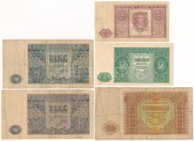 Lengyelország 1946. 1Zl - 10Zl (5x) T:F-VG Poland 1946. 1 Zlotych - 10 Zlotych (5x) C:F-VG with nice paper