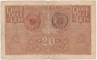 Románia / Német megszállás 1917. 20L, hátoldalán két felülbélyegzéssel, az egyik "Casa de Depun...