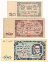 Lengyelország 1948. 2Zl + 5Zl + 20Zl T:AU,F,VF Poland 1948. 2 Zlotych + 5 Zlotych + 20 Zlotych C:AU,F,VF