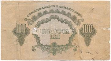 Románia 1944. 100L "CA 129130" "A Vöröshadsereg Parancsnoksága" T:VG anyaghiány,...