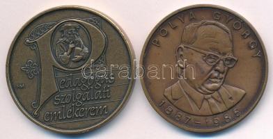 1985. "Pólya György 1887-1985 / Hatodik Nemzetközi Kongresszus a Matematika Oktatásról" bronz emlékérem (42mm) + Fritz Mihály (1947-) DN "Pedagógus Szolgálati Emlékérem" egyoldalas bronz emlékérem (42,5mm) T:AU