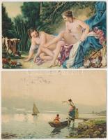 8 db régi romantikus motívum képeslap / 8 pre-1945 romantic motive postcards