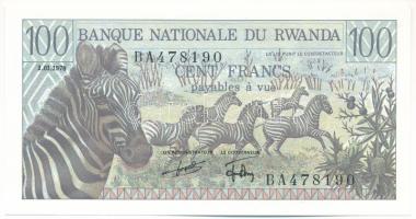 Ruanda 1978. 100Fr "BA478190" T:UNC,AU / Rwanda 1978. 100 Francs "BA478190" C:UNC,AU Krause P#12