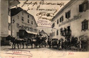 Malles Venosta, Mals (Südtirol); Marktplatz, Gasthof zum Bärn, Hotel Post Goldner Adler (EK)