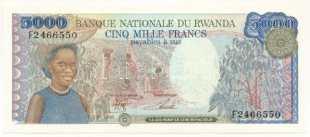 Ruanda 1988. 5000Fr T:UNC,AU  Rwanda 1988. 5000 Francs C:UNC,AU Krause P#22