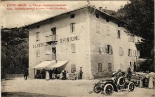 1913 Ponte Arche (Südtirol), Albergo Opinione / hotel, automobile montage (fl)