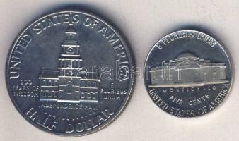 USA 1975S 5c "Monticello" + 1976S 1/2$ "Independence Hall" T:1