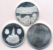 3db klf ezüstözött fém magyar és külföldi emlékérem, közte 2006. "II. Rákóczi Ferenc / Kassa&qu...