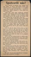 cc 1920 Spotvorili nás! Szlovák nacionalista cseh ellenes röplap 13x25 cm cm Slovakian leaflet against Czechs