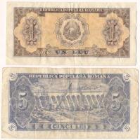 Románia 1952. 1L "kék sorszámmal" + 5L T:F
Romania 1952. 1 Leu "with blue serial num...