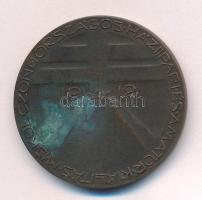 Kun József (1879-1946) 1912. &quot;Országos Háziipari és Amatőr Kiállítás Miskolczon - 1912&quot; kétoldalas, bronz plakett (40mm) T:XF patina