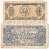 Románia 1952. 1L "kék sorszámmal" + 5L T:VG
Romania 1952. 1 Leu "with blue serial nu...