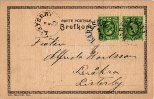 1902 Karlskrona, Statue of King Karl XI. Art Nouveau, coat of arms, litho (EK)