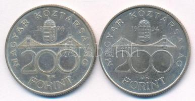 1994. 200Ft "Deák" Ag (2db) T:AU,XF patina Adamo F13.1
