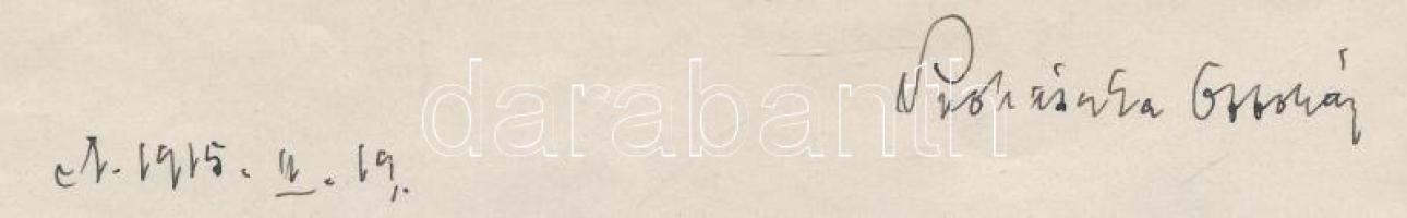 1915 Prohászka Ottokár (1858-1927) püspök autográf baráti hangú levele Vértes O. József (1881-1953) ...