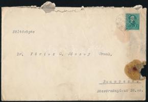 1915 Prohászka Ottokár (1858-1927) püspök autográf baráti hangú levele Vértes O. József (1881-1953) ...