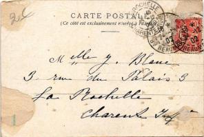 1902 Art Nouveau lady, Floral. Imp. Lemercier (vágott / cut)