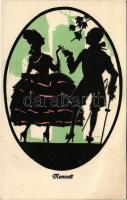 2 db régi sziluett művészlap / 2 pre-1945 silhouette art postcards. Kunstverlag Mall &amp; Lorz