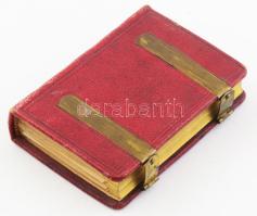 cca 1860-1870 Régi vörös egészbőr fotóalbum, réz kapcsokkal, aranyozott tábla élekkel, 10 táblán 20 ...