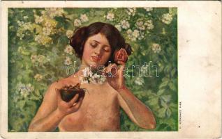 8 db régi erotikus meztelen nő motívum képeslap / 8 pre-1945 erotic nude lady motive postcards