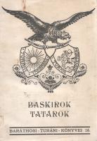 Baráthosi-Balogh Benedek: Baskírok, tatárok. Budapest, 1932. Szerző - Held János Irodalmi és Nyomdavállalat. 160 + [2] p. Első kiadás. Baráthosi-Balogh Benedek (1870-1945) néprajzkutató, Ázsia-utazó, őstörténeti író. 1908-tól több alkalommal bejárta Kelet- és Közép-Ázsia számos táját, mindannyiszor a magyarság turáni kapcsolatait kutatva. Turáni köteteiben főképpen belső-, dél-, és kelet-ázsiai utazásain gyűjtött élményei alapján következtet az ősmagyarság turáni eredetére, könyvsorozatának jelen, tizenhatodik kötetében azonban nem annyira a magyarság turáni kapcsolatait vizsgálja, hanem a két, rokonnak tekintett törökös nép, az Urál lejtőinél élő baskírok, illetve a szétszórtan élő tatárok történetét, etnográfiáját és jelenlegi politikai-kulturális helyzetét tekinti át. Baráthosi-Balogh egy baskír tudós előadásai nyomán dolgozza ki a baskír nép régmúltját, illetve a baskír népnek a szovjet éra elején - a függetlenség ígérete miatt - jól induló, ám hamar szovjet típusú alávetettségbe forduló jelenkorát. A kissé nyugatabbra élő tatárok nomadizáló katonanépének története gazdagabb történeti áttekintést nyer. A címoldalon régi gyűjteményi bélyegzés és bejegyzés. (Baráthosi turáni könyvei, XVI. kötet.) Poss.: A hajdúnánási református egyházközség parokiális könyvtára. Fűzve, illusztrált, enyhén sérült, enyhén foltos kiadói borítóban. Körülvágatlan, jó példány.