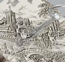 Myott Royal Mail kínáló, emeletes fém szerelékkel, jelzett, d: 17 cm, m: 22 cm