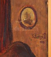 S. Szegő Ilona (1886-1945) . Enteriőr zongorával. Olaj, karton. Jelzett, keretben, 34x49 cm