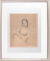 Perlmutter Izsák (1866-1932)-Prihoda István (1891-1956): Fiatal lány. Rézkarc, papír, jelzett (Perlm...