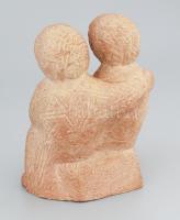 Johannes Fischedick (német 1908-1984): Olvasó gyermekpár. Terrakotta, jelzés nélkül, m: 18,5 cm