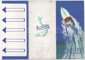 Sinkó Károly (1910-1967): "Delphine" motorcsónak (Csonka János Gépgyár) prospektus terv, X...