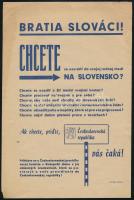 cca 1945 Csehszlovákiába áttelepedést reklámozó szórólap szlovákoknak 17x24 cm / Flyer for Slovakian people urging them to move to Chechoslovakia