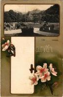 Celje, Cilli; Stadtpark / park, Sempronia Antinicotin advertisement on the backside. Fritz Rasch Art Nouveau, floral, litho (fl)