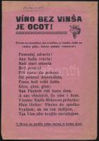 cca 1910 Békéscsabán kiadott szlovák nyelvű köszöntővers koccintásra, benne magyar kifejezéssel 14x2...